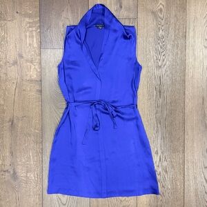 Theory Purple / Blue 100% Silk Sleeveless Mini Dress